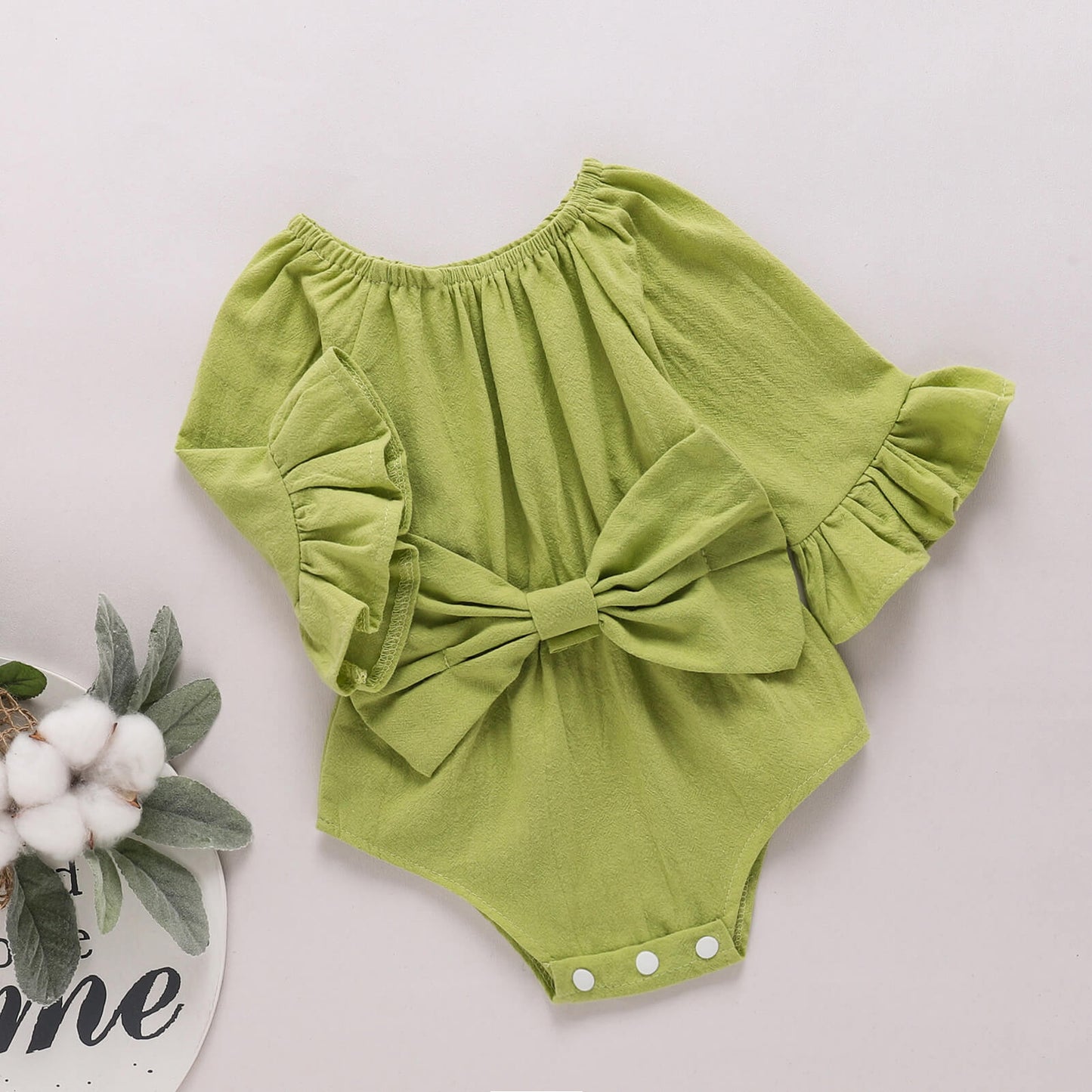 Baby Girl Bow Detail Flounce Sleeve Bodysuit